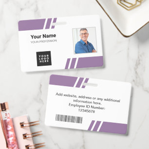 Modern Purple Custom Employee ID Badge