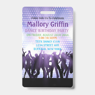Modern Purple Dance Birthday Party Badge