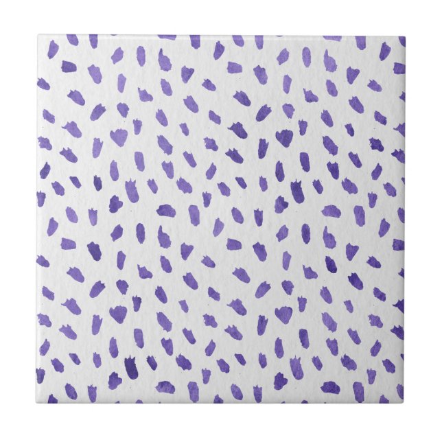 Modern Purple Dots Fun Spots Ceramic Tile (Front)