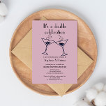 Modern Purple Double Celebration Joint Birthday Invitation<br><div class="desc">"Simple, modern, and full of meaning — this joint birthday party invitation is designed to help you celebrate a festive party. The pastel purple background and sleek toasting cocktail glasses bring a clean, contemporary feel, while the phrase “It's a Double Celebration” adds heart. A stylish mix of vintage and serif...</div>