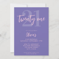 Modern Purple Elegant 21st Birthday
