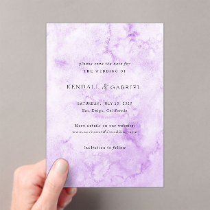 Modern Purple Elegant Wedding Save the Date Acrylic Invitations