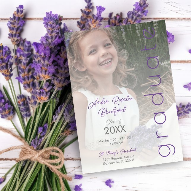 Modern Purple Fancy Vellum Overlay Effect Photo Invitation (Creator Uploaded)