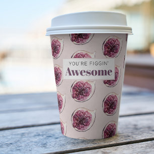 Modern Purple Fig Pattern & You're Figgin' Awesome Paper Cups