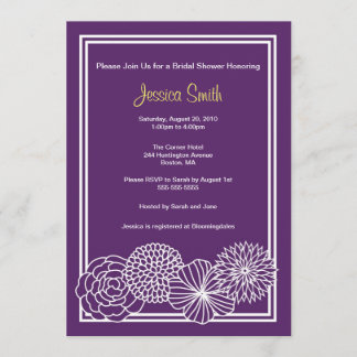 Modern Purple Floral Bridal Shower Invite