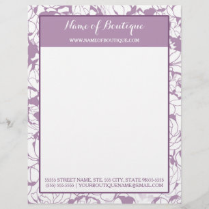 Modern Purple Floral Girly Beauty Boutique Letterhead