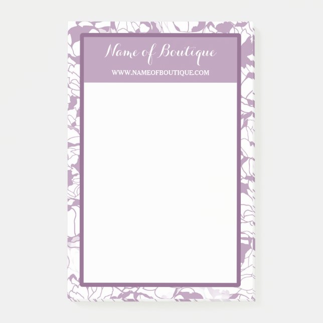 Modern Purple Floral Girly Beauty Boutique Post-it Notes (Front)
