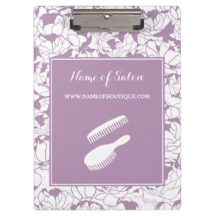 Modern Purple Floral Hair and Beauty Boutique Clipboard