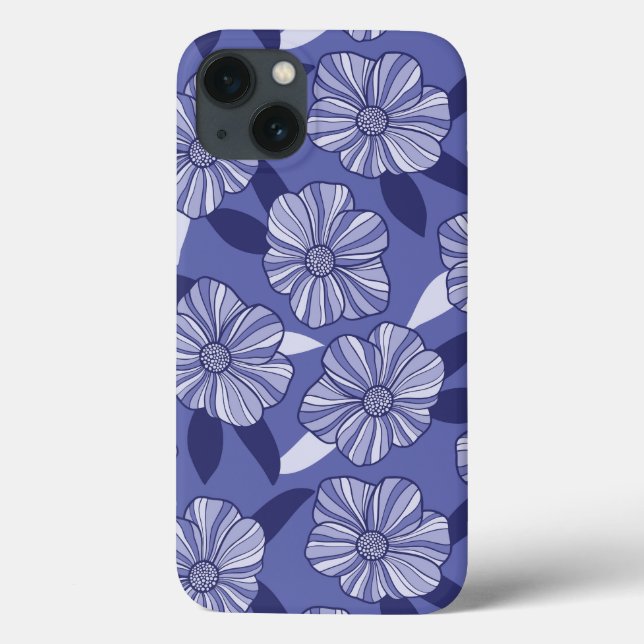 Modern Purple Floral Leaf pattern Case-Mate iPhone Case (Back)