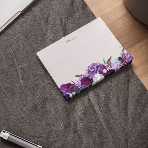 Modern Purple Floral Personalized Post-it Notes