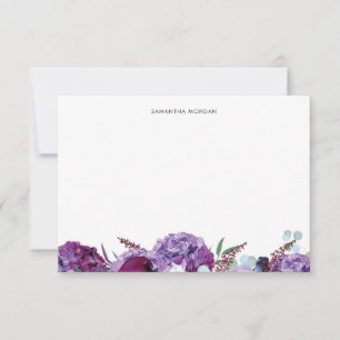 Modern Purple Floral Personalized Thank You Card