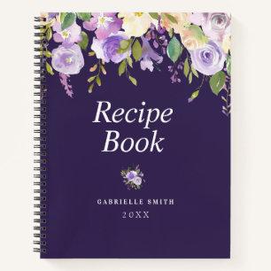 Modern purple floral Recipe Book