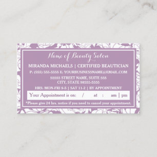 Modern Purple Floral Salon Appointment Reminder Card