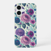 Modern Purple Floral Vintage Dahlia