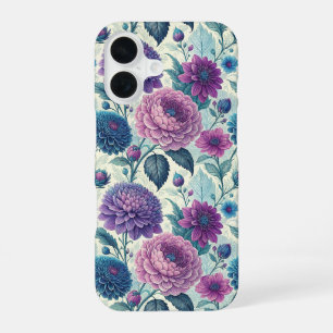 Modern Purple Floral Vintage Dahlia iPhone 16 Case