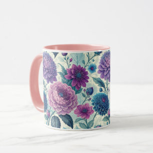 Modern Purple Floral Vintage Dahlia Mug
