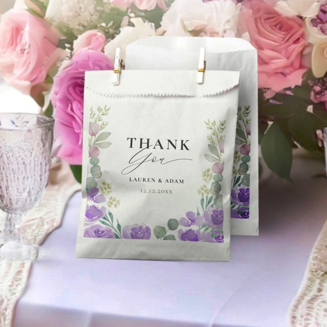 Modern  Purple Floral Wedding Favour Favour Bag (Creator Uploaded)