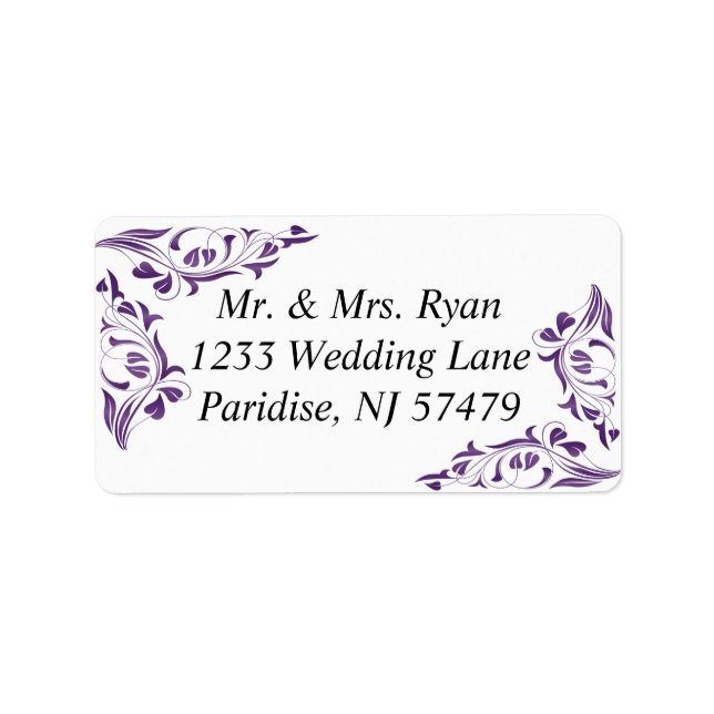 Modern Purple Floral | Wedding Label (Front)