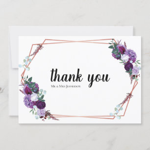 Modern Purple Floral Wedding Thank you