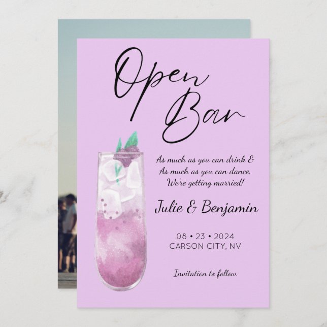 Modern Purple Funny Photo  Save The Date (Front/Back)