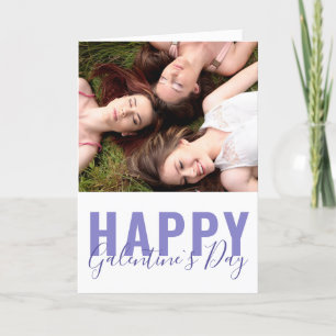 Modern Purple Galentine`s Day Friends Photo Holiday Card