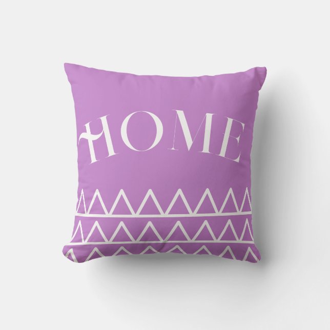 Modern Purple Geometric Home Typography Throw Pillow (Front)