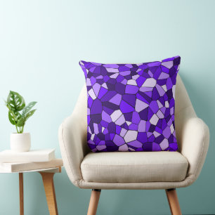 Modern Purple Geometric Mosaic Pattern Throw Pillow