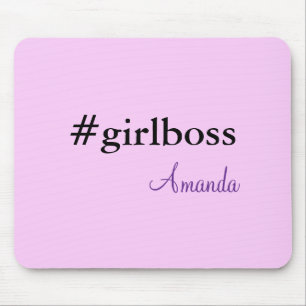 Modern Purple Girl Boss & Name   best Girly Mouse Pad