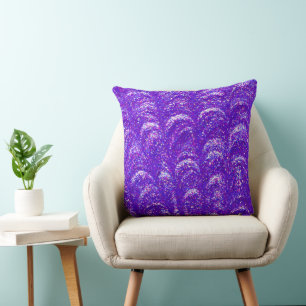 Modern purple glitter abstract pattern throw pillow