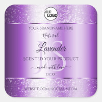 Modern Purple Glitter Product Labels Monogram Logo