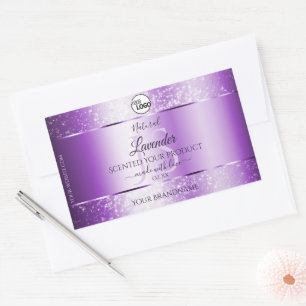 Modern Purple Glitter Product Labels Monogram Logo
