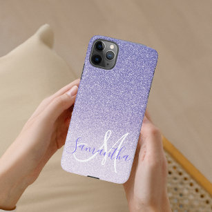 Modern Purple Glitter Sparkles Personalized Name iPhone 11Pro Max Case