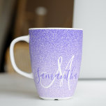 Modern Purple Glitter Sparkles Personalized Name Latte Mug<br><div class="desc">Introducing our collection of modern and glamourous products: "Modern Purple Glitter Sparkles Personalized Name." These eye-catching items are designed to add a touch of elegance and personalization to your life. With a mesmerizing purple glitter and sparkles motif, our products are perfect for those who love a bit of sparkle in...</div>