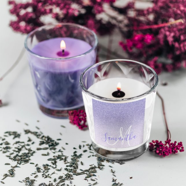 Modern Purple Glitter Sparkles Personalized Name Square Sticker (Creator Uploaded)