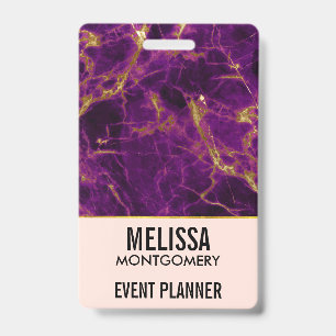 Modern Purple & Gold Abstract Marble Business Badge