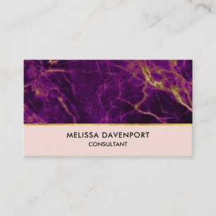 Modern Purple & Gold Abstract Marble Business Card
