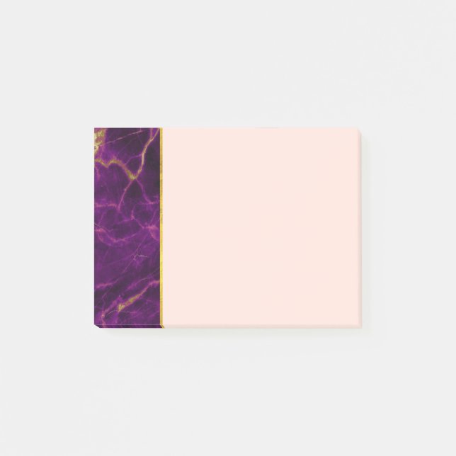 Modern Purple & Gold Abstract Marble Post-it Notes (Front)