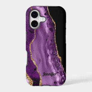 Modern Purple Gold Agate Crystal Personalize