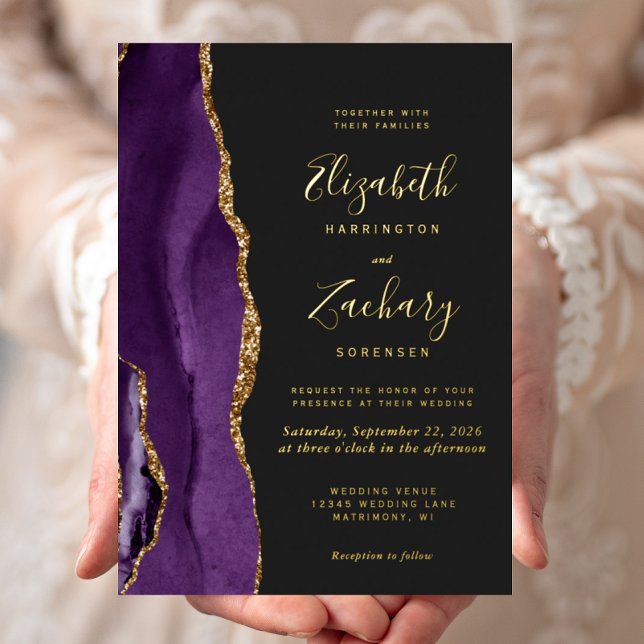 Modern Purple Gold Agate Dark Wedding (Creator Uploaded)