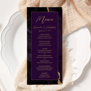Modern Purple Gold Agate Plum Wedding Menu