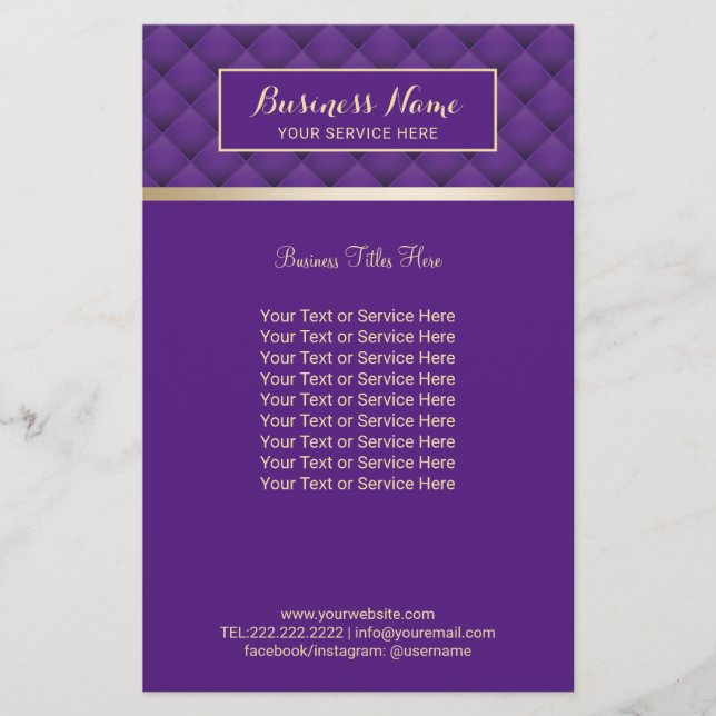 Modern Purple & Gold Beauty Salon Spa Flyer (Front)