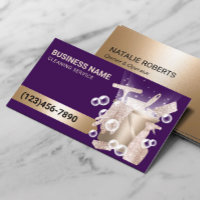 Modern Purple & Gold House Cleaning Service