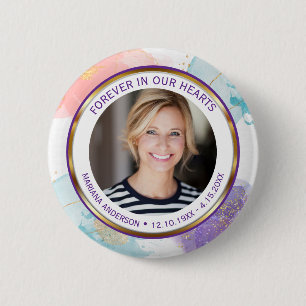 Modern Purple & Gold Pastel Forever in our Hearts  2 Inch Round Button