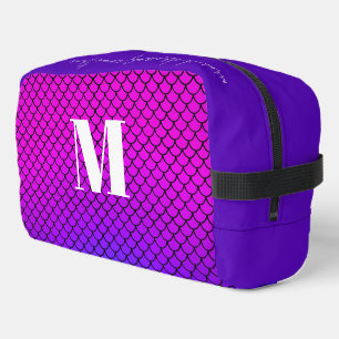 Modern Purple Gradient Mermaid Scale Monogram Dopp Kit