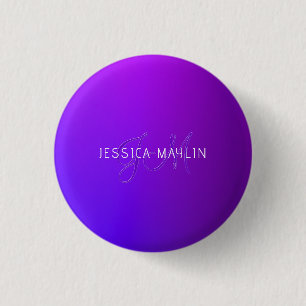 Modern Purple Gradient Name & Monogram  1 Inch Round Button