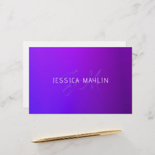 Modern Purple Gradient Name & Monogram Stationery