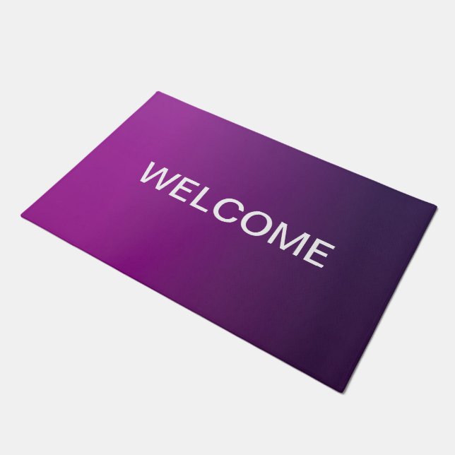 Modern Purple Gradient Ombre & Editable White Text Doormat (Angled)