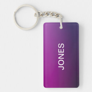 Modern Purple Gradient Ombre & Editable White Text Keychain