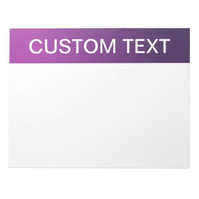Modern Purple Gradient Ombre & Editable White Text Notepad (Front)