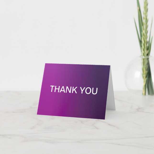 Modern Purple Gradient Ombre & Editable White Text Thank You Card (Front)